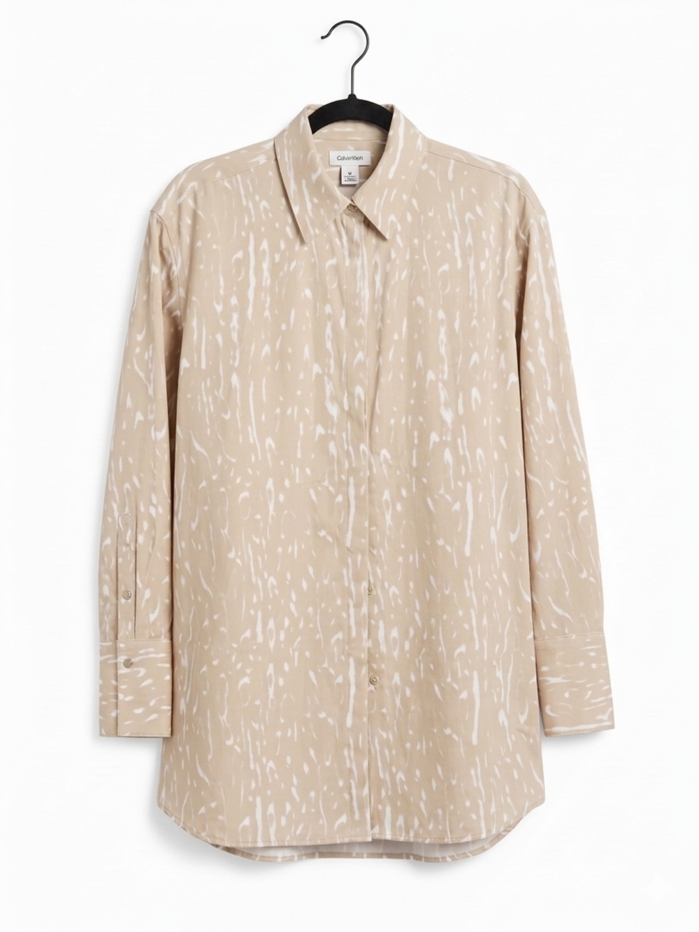 Calvin Klein Beige Patterned Button-Down Shirt